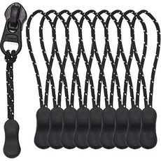 手柄圓點繩 花生形裝飾拉鍊頭, 10個, 黑色 + 白色