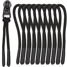 手柄矽膠塗層裝飾拉鍊頭, 10個, 黑色