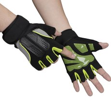 Unhev 健身自行車半指手套 雙手組, A 綠色