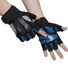 Unhev 健身自行車半指手套 雙手組, B 藍色