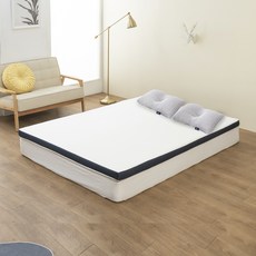 아지오텍스 메모리폼 매트 + 큐브베개 2p 세트, 삼중직화이트(매트리스),라이트그레이(베개), 7.5cm