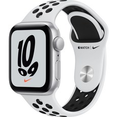 Apple 워치 SE, 40mm, GPS, 실버 케이스, 퓨어플랜티넘/블랙 밴드