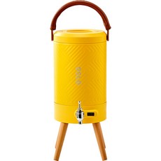 OSLO 不鏽鋼 304 雙層真空保溫保冷 Tree 飲水桶, 4.5L, 1個, 黃色