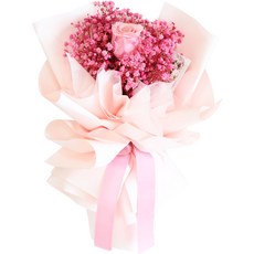 Garden in the City 永生玫瑰滿天星花束, 淺粉紅色