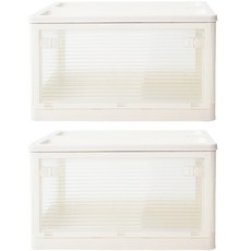 팬물산 이지수납 개방형 폴딩 리빙박스 84L, 아이보리, 2개