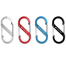 坎培拉 高強度S型鎖扣 4件組, 銀色, 紅色, 藍色, 黑色, 1個
