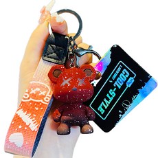 리버폭스 차량용 그라데이션 트랜드 베어 키링 DC-1, 1개, 레드