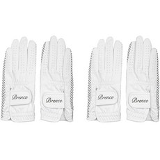 BRENCE 女款合成皮Italic公園高爾夫球手套 雙手用, 白色, 2組