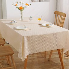 라이프크런치 레이스 식탁보 인테리어 식탁커버, 격지연 미색, 100 x 100 cm