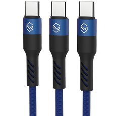 Sinjimoru 編織繩Type-C高速充電線, 3m, 藍色, 3條