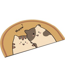 Higherly 動物卡通浴室廚房地墊 半圓 07, 棕色