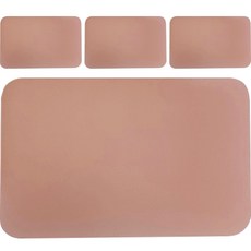 方形皮革餐墊 4入, 煙燻粉, 42 x 27 x 0.2 cm