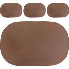 타원 가죽 테이블 매트 4p, 42 x 27 x 0.2 cm, 브라운