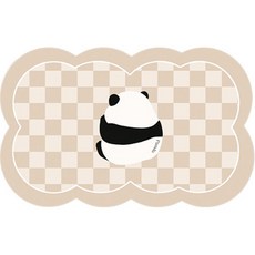 Wider Home 棋盤格小熊貓地墊, 米色, 1個