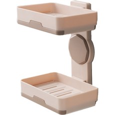 더자카 2단 접착식 물빠짐 비누 받침대, 브라운, 1개