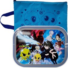 LE BARN 卡通5格卡扣不鏽鋼餐盤組, 混色, 餐盤+蓋子+收納袋