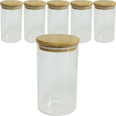 竹蓋耐熱玻璃儲存瓶, 6個, 670ml