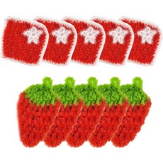 World Clean 厚實壓克力菜瓜布 草莓 5入 + 四角星 5入 組, 1套
