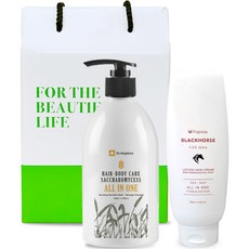 DrHopkins 啤酒酵母多合一洗髮沐浴乳 500ml+Black Horse多合一皮膚乳液霜 280ml+購物袋, 1組