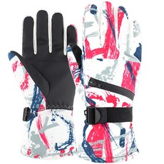 Mysoy 戶外運動觸控螢幕加絨滑雪雙手手套, 04 塗鴉粉色
