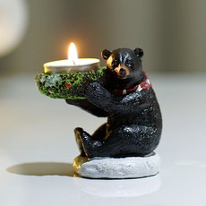 黑熊裝飾小燭台 BEI, 黑色