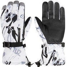 MySoy 防滑觸屏滑雪手套雙手套組, 03灰花
