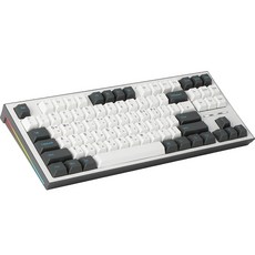 COX 機械式80% RGB電競有線80%鍵盤, 灰色 + 白色, CK01 TKL PBT, 青軸