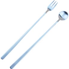 Kitchen-Art 簡約霧面長柄茶匙長柄茶叉組, 單色, 1套