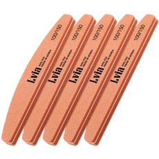 Lvia 100/150 磨砂半月形指甲銼, 橘色, 5個