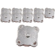 사방 자석 단추 14.3mm, 실버, 10개