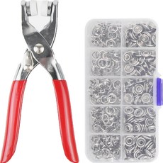 JSTrading 啪鈕 爪釘按扣 100入 圓點 雞眼扣 打孔器 工具 打孔 鎳色套組, 1套, 鎳色(鈕扣)