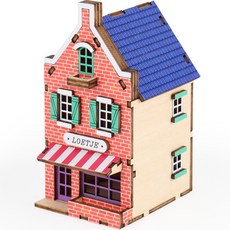 YoungModeler 英工房 迷你歐洲洛榭咖啡館立體拼圖, 混合色, 1個