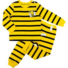 Maykids 孩童蜜蜂印花條紋長袖睡衣+9分睡褲