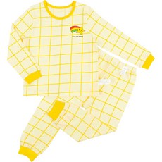 Maykids 童款緹花2件式9分袖套裝 黃色格紋彩虹款