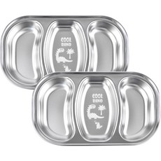 Cooldino不鏽鋼零食3格盤, 單一顏色, 2個