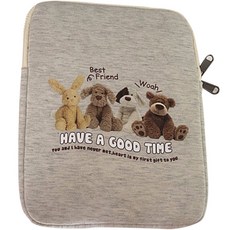 자취남녀 헤브어 굿타임 큐티 노트북 파우치, 그레이, 1개