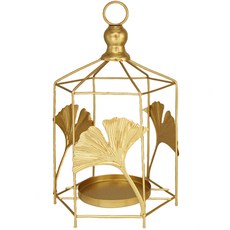 ganjiathome 可懸掛鳥籠造型香氛蠟燭燭台 六角銀杏, 單一顏色