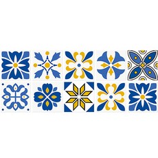 Quardi 磁磚貼紙 10入, 藍黃