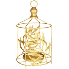 ganjiathome 可懸掛鳥籠型香氛蠟燭燭台 圓形柳葉, 單一顏色