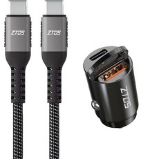 지토스 차량용 초미니 매립형 듀얼포트 C타입 2포트 PD PPS 45W 충전 시거잭 + 100W케이블 0.5m 지토스 고속충전 듀얼포트 시거잭 A / C, 혼합색상