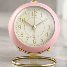Roywing 復古金色自鳴鐘 鬧鈴 桌上型時鐘, 粉紅色
