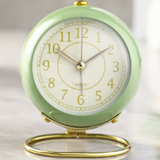 羅翼復古金色鬧鐘鬧鈴桌上型時鐘, 綠色