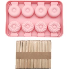 eHome烘焙迷你甜甜圈8孔矽膠模+木棒50支一套, 1套, 混色