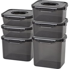 EASY&FREE Black Lock單手把密封保鮮盒6件組 3號, 1組, 1.4L 2入+2L 2入+3.2L+4.3L