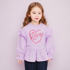 JELISPOON 女童款Love Me荷葉邊長袖T恤
