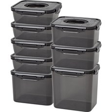 EASY&FREE Blacklock單手柄密封保鮮盒 2號組, 1組, 1.4L 4入+2L 2入+3.2L+4.3L