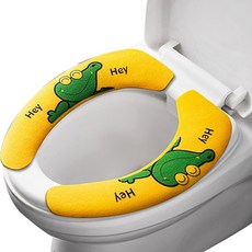 ALLSELL 可愛卡通人物保暖超細纖維馬桶座墊 M, 鱷魚, 1個