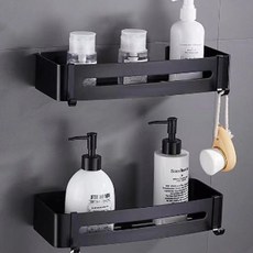 탑투 화장실 욕실 다용도 코너 정리 리모델링 2단 수납선반, 블랙, 1개