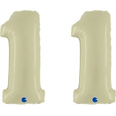 GRABO BALLOONS 數字 1 鋁箔氣球 大, 2個, 橄欖綠