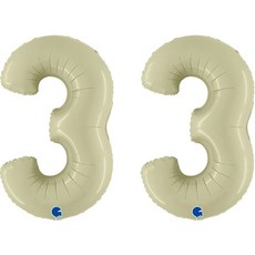 GRABO BALLOONS 數字 3 鋁箔氣球 大, 2個, 橄欖綠